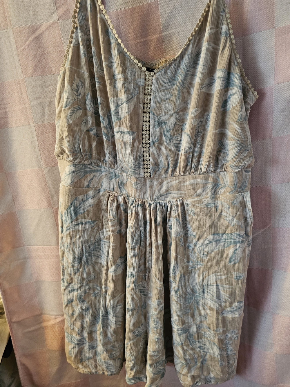 torrid Beige and Light Blue Floral Jumpsuit